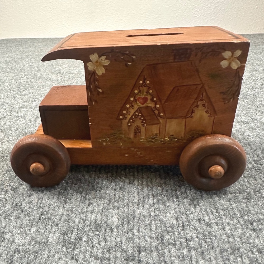 Vintage Toystalgia Wooden Piggy Bank‎ Coin Holder Kids Toy - Picture 2 of 6